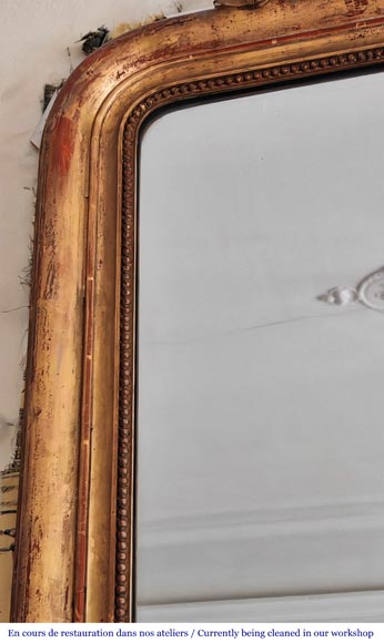 Gilt Louis XVI style trumeau mirror with a tied ribbon motif Gilt Louis XVI style trumeau mirror with a tied ribbon motif-3