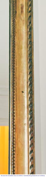 Gilt Louis XVI-style trumeau mirror, featuring a ribbon-and-bead frieze Gilt Louis XVI-style trumeau mirror, featuring a ribbon-and-bead frieze-2