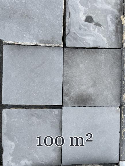 Very large set of approximately 100 m² of antique Belgian bluestone floor tiles Very large set of approximately 100 m² of antique Belgian bluestone floor tiles-0