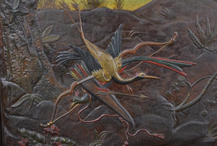 Antique Louis XV style carved walnut wardrobe with painted Japanese style decor Antique Louis XV style carved walnut wardrobe with painted Japanese style decor-4