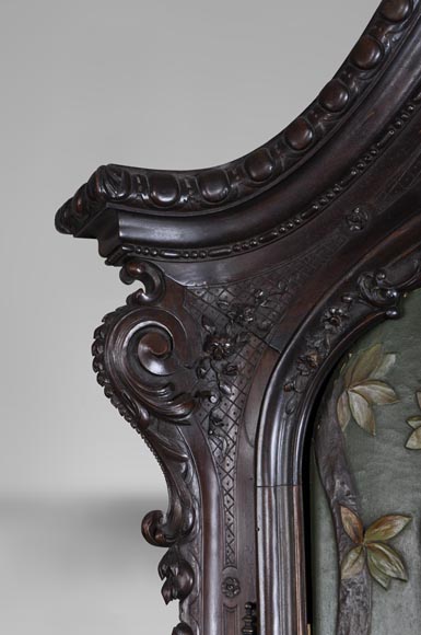 Antique Louis XV style carved walnut wardrobe with painted Japanese style decor Antique Louis XV style carved walnut wardrobe with painted Japanese style decor-8