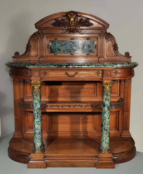 Eugène Frager, Meynard Manufacture (cabinetmaker), Ferdinand Barbedienne (bronze manufacturer), Louis-Constant Sevin (ornemanist) - Exceptional Neo-Renaissance style dining room set made out of carved walnut-12