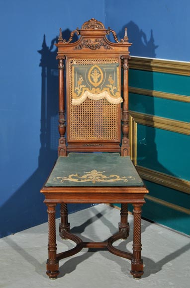 Eugène Frager, Meynard Manufacture (cabinetmaker), Ferdinand Barbedienne (bronze manufacturer), Louis-Constant Sevin (ornemanist) - Exceptional Neo-Renaissance style dining room set made out of carved walnut-16