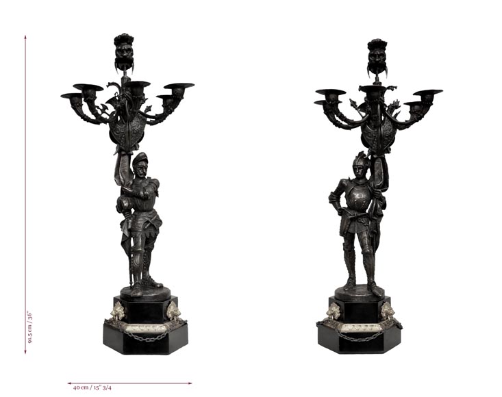 Jean-François GECHTER (1796-1844) - Pair of candlesticks with warriors-7