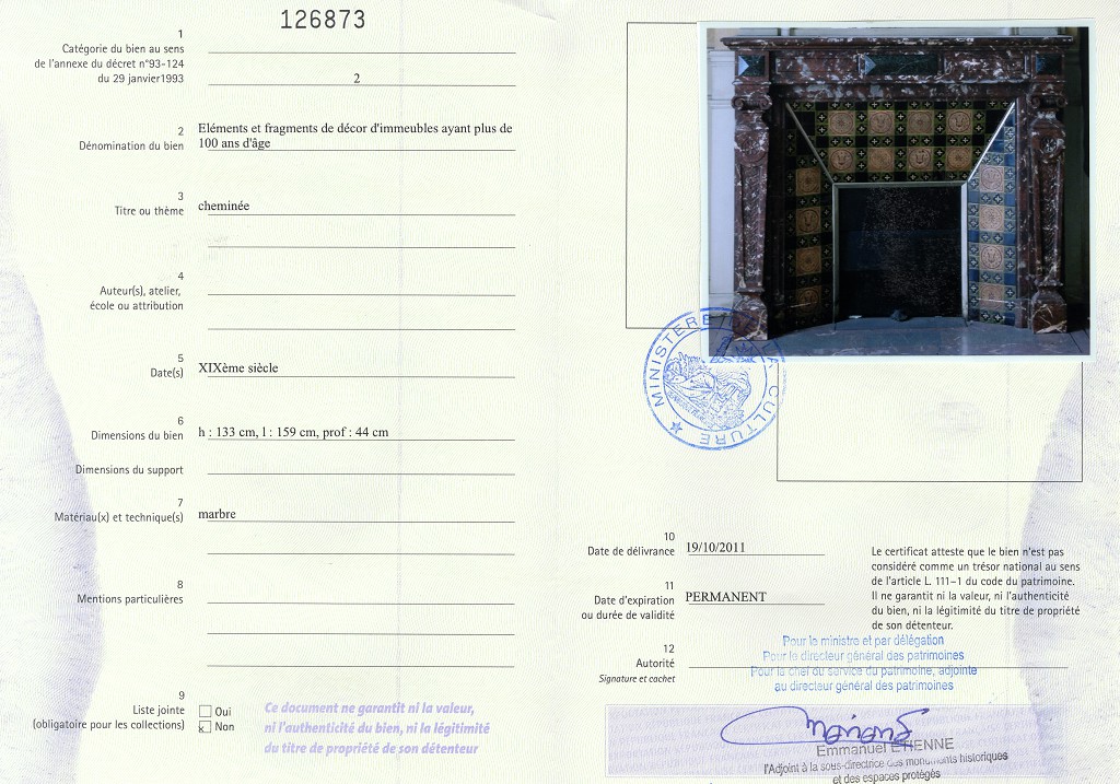 Export certificate