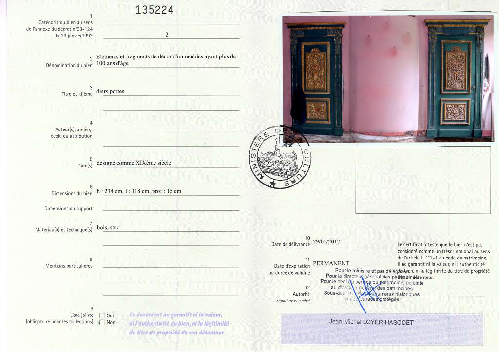 Export certificate