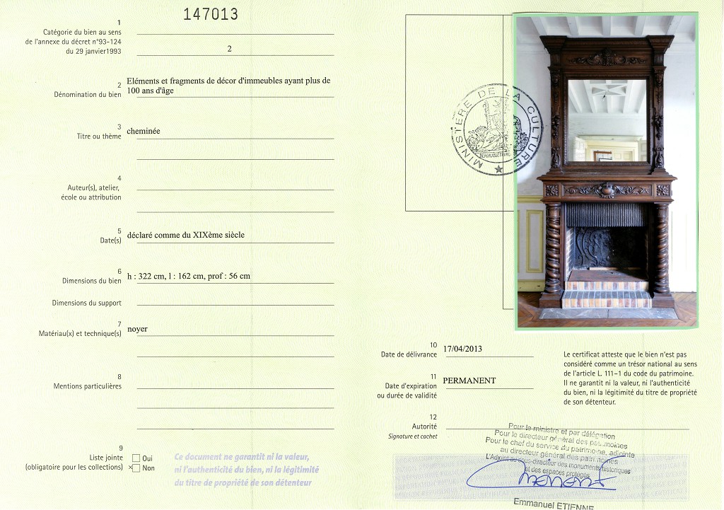 Export certificate