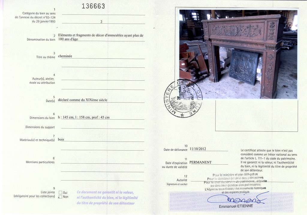 Export certificate