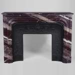 Antique Louis XIV style fireplace in Campan Rubane marble 