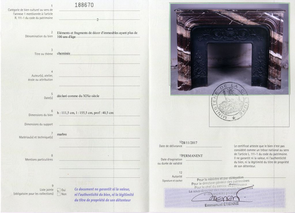 Export certificate