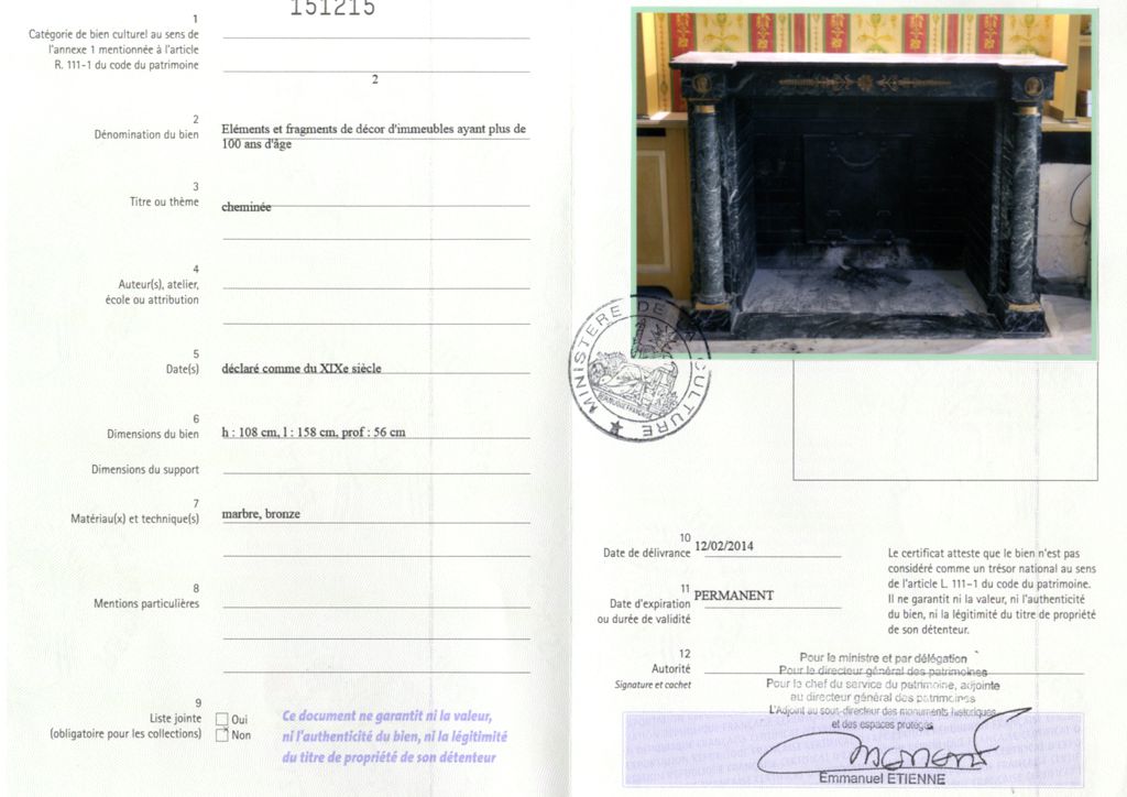 Export certificate