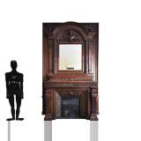 Large antique Napoleon III style fireplace in walnut wood