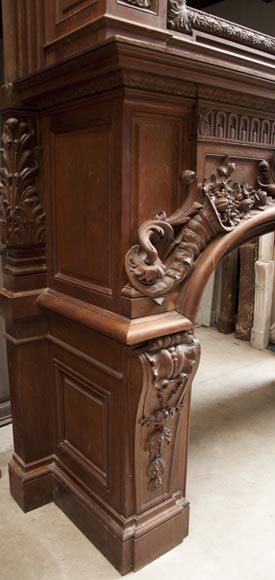 Exceptional antique oak wood fireplace made after the model of the fireplace in the Hercules Salon in Versailles Palace-5