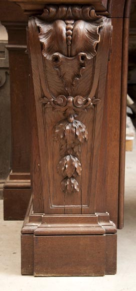 Exceptional antique oak wood fireplace made after the model of the fireplace in the Hercules Salon in Versailles Palace-8