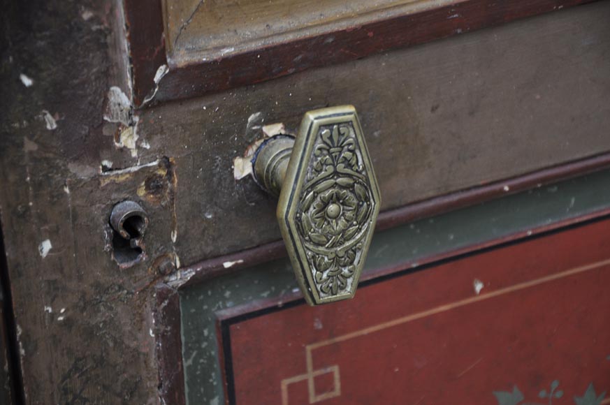 Antique double door with painted floral decor-6