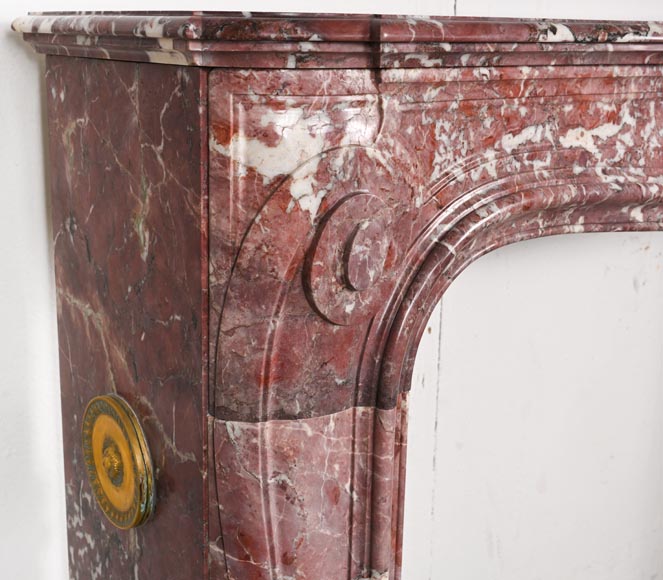 Louis XV-style fireplace decorated with a palmette, carved from peach-blossom marble Louis XV-style fireplace decorated with a palmette, carved from peach-blossom marble-4