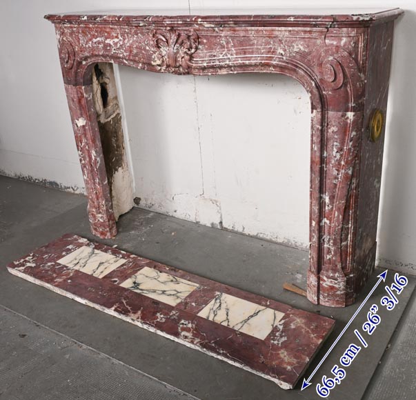 Louis XV-style fireplace decorated with a palmette, carved from peach-blossom marble Louis XV-style fireplace decorated with a palmette, carved from peach-blossom marble-6