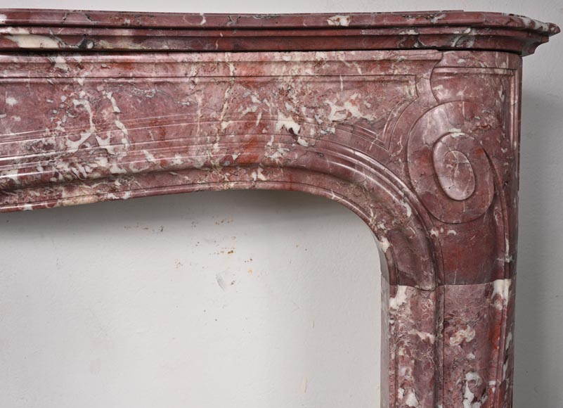 Louis XV-style fireplace decorated with a palmette, carved from peach-blossom marble Louis XV-style fireplace decorated with a palmette, carved from peach-blossom marble-7
