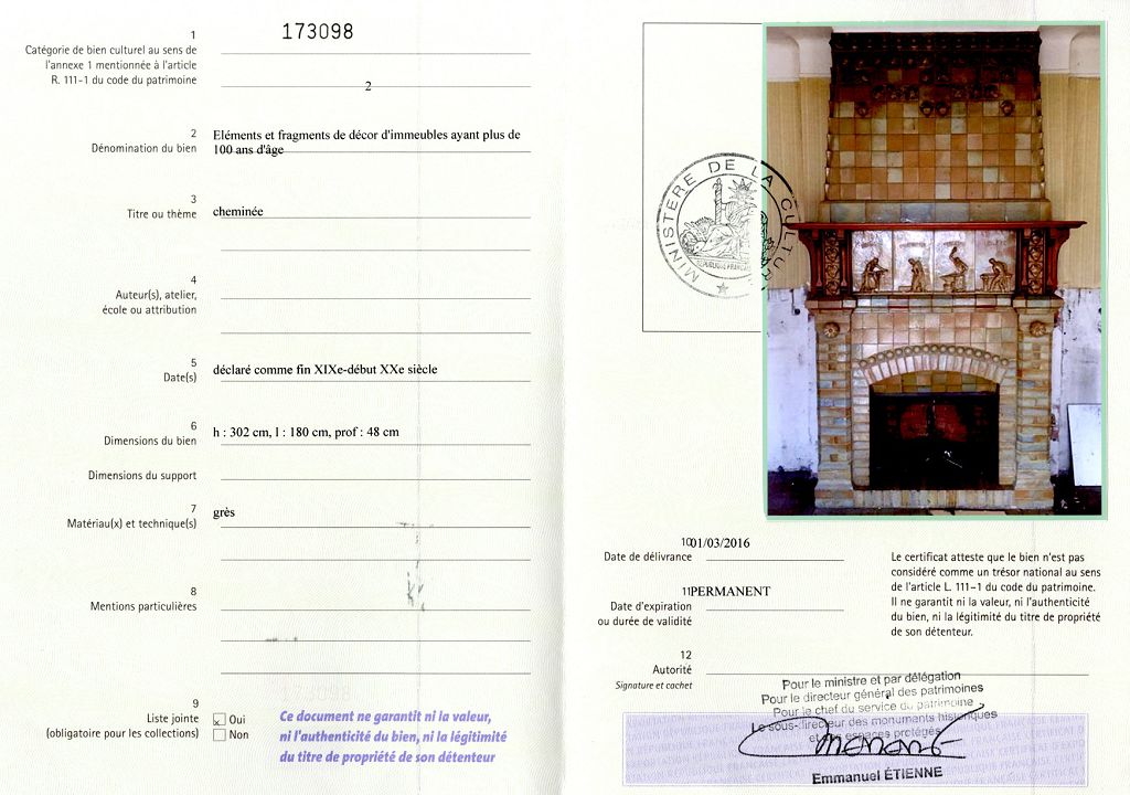 Export certificate