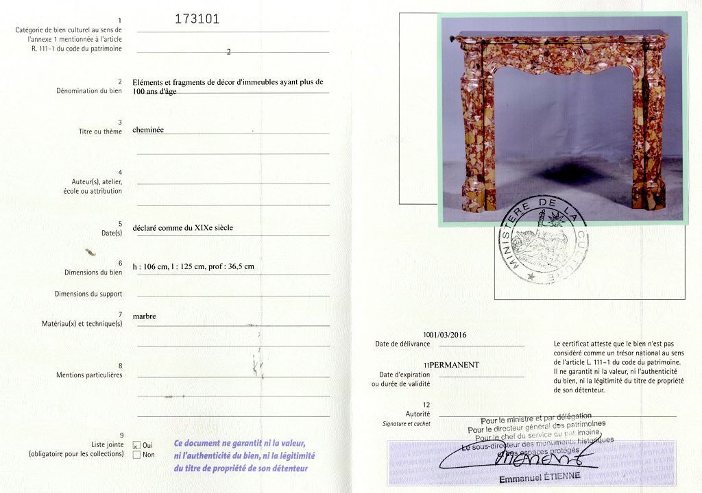 Export certificate