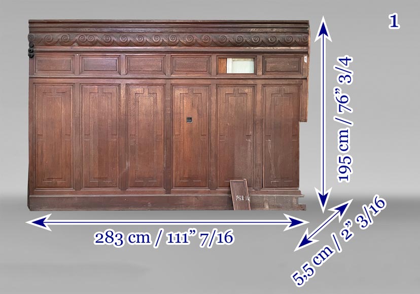 Set of oak carved panels with vitruvian scroll-11