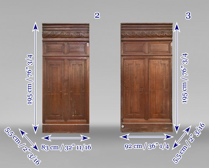 Set of oak carved panels with vitruvian scroll-12