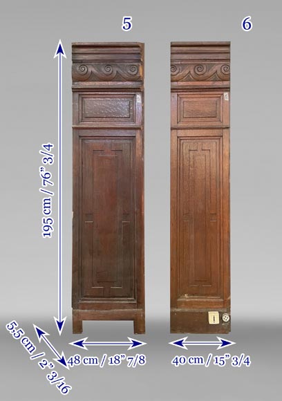 Set of oak carved panels with vitruvian scroll-14