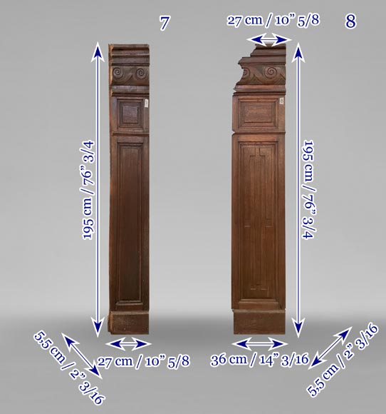 Set of oak carved panels with vitruvian scroll-15