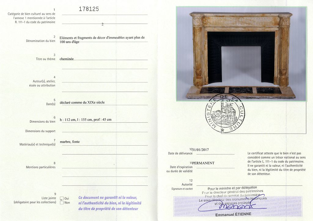 Export certificate