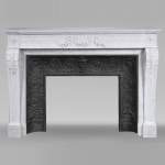 Louis XVI style Carrara marble mantel with floral décor