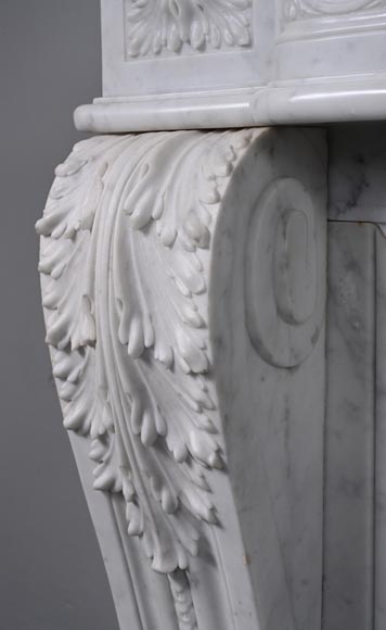 Louis XVI style Carrara marble mantel with floral décor-13