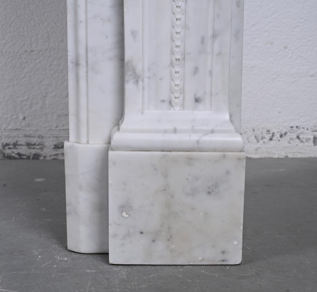 Louis XVI style Carrara marble mantel with floral décor-14