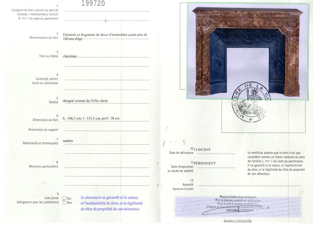 Export certificate