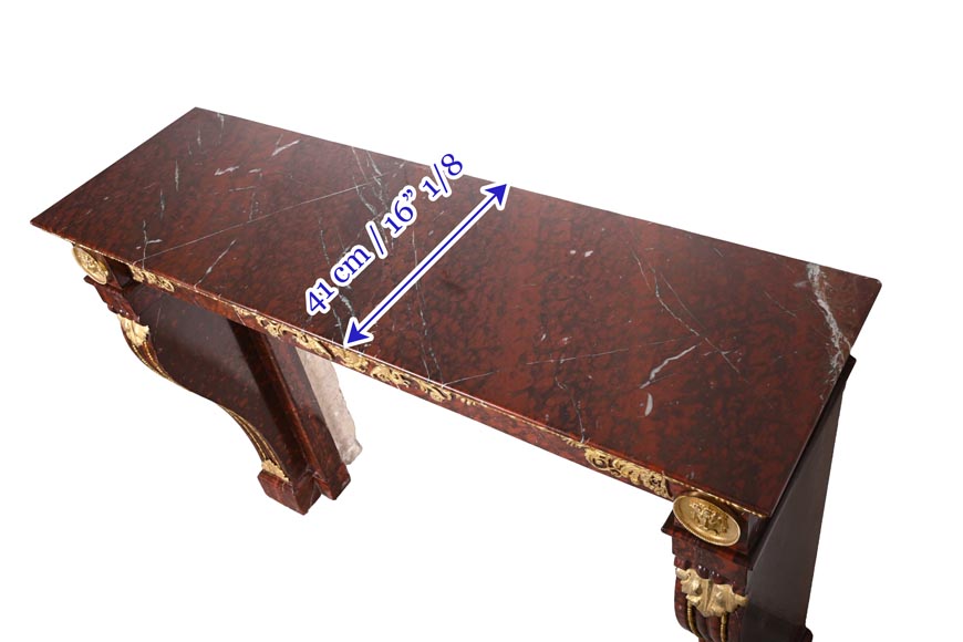 Empire Fireplace in Griotte Red Marble with Gilt Bronze Empire Fireplace in Griotte Red Marble with Gilt Bronze-12