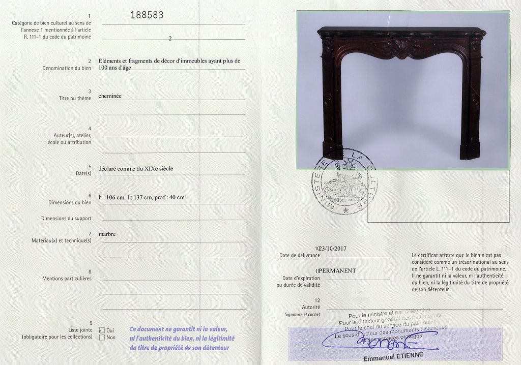 Export certificate