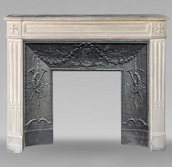 Louis XVI style stone mantel-0