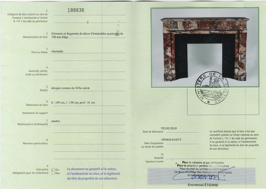 Export certificate