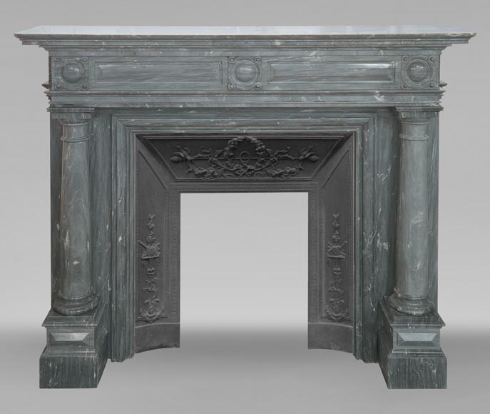 Napoleon III style mantel with detached columns in Turquin marble-0