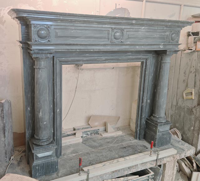 Napoleon III style mantel with detached columns in Turquin marble-2