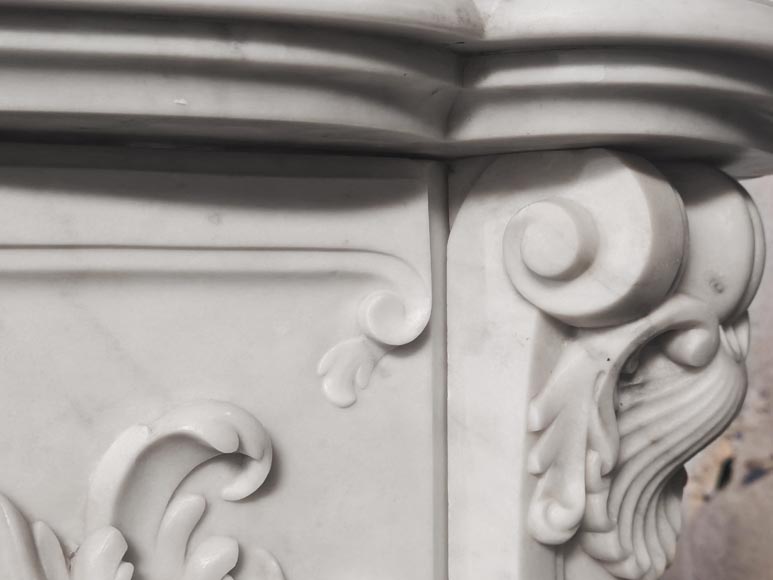 Richly decorated Louis XV style Carrara marble fireplace Richly decorated Louis XV style Carrara marble fireplace-11