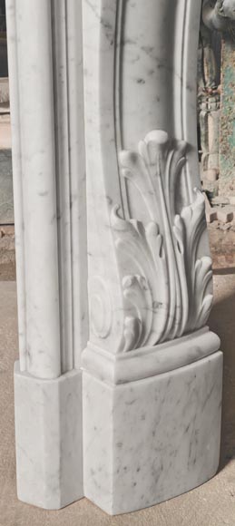 Richly decorated Louis XV style Carrara marble fireplace Richly decorated Louis XV style Carrara marble fireplace-13