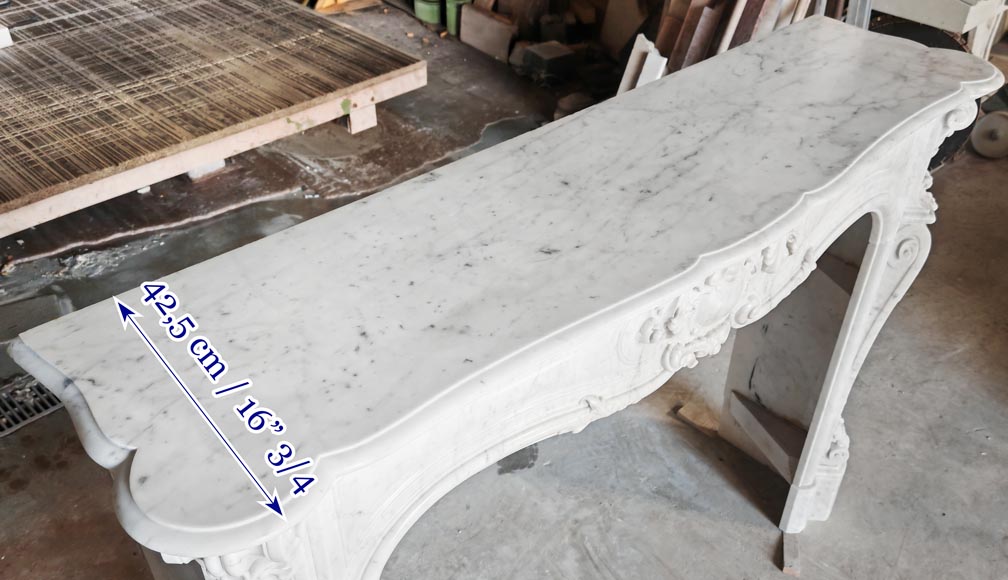 Highly sculpted Louis XV style fireplace in Carrara marble-13
