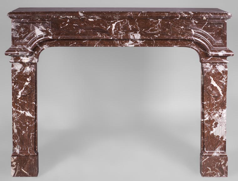 Antique Regence period fireplace in Red from the North marble-0