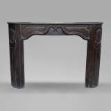 Large antique oak wood fireplace, Regence style, 1st half of the 19th c.