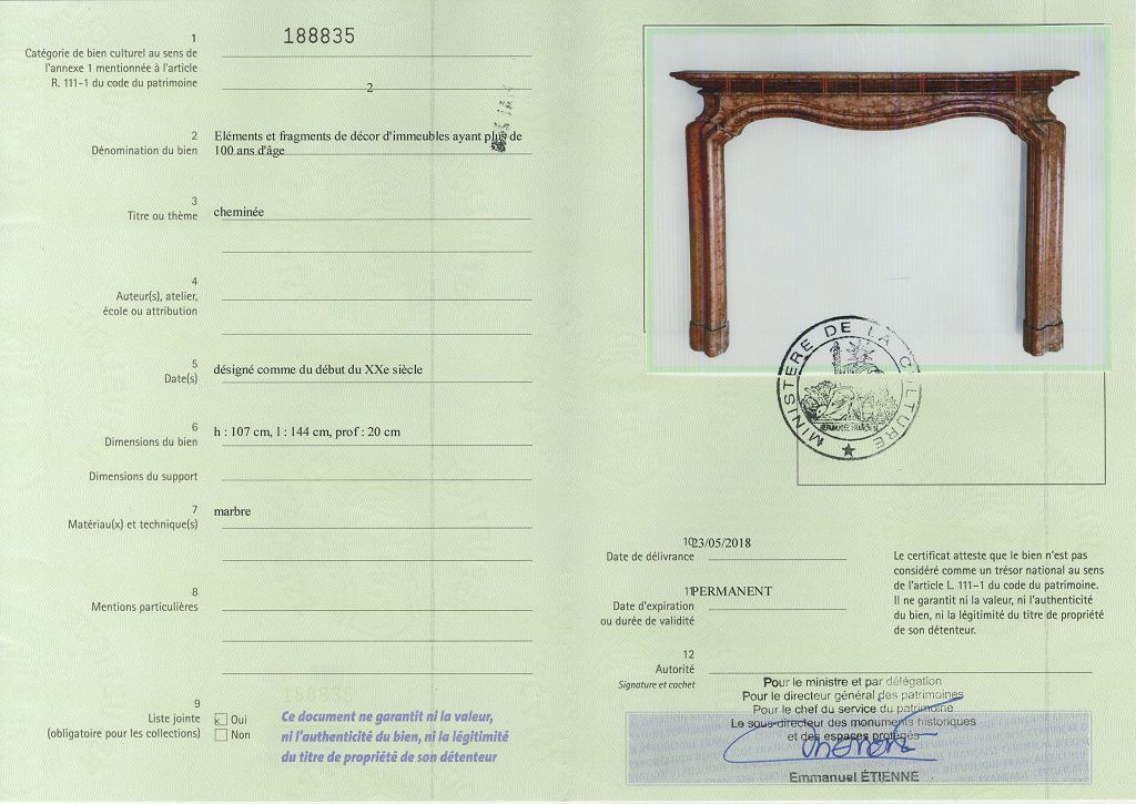 Export certificate