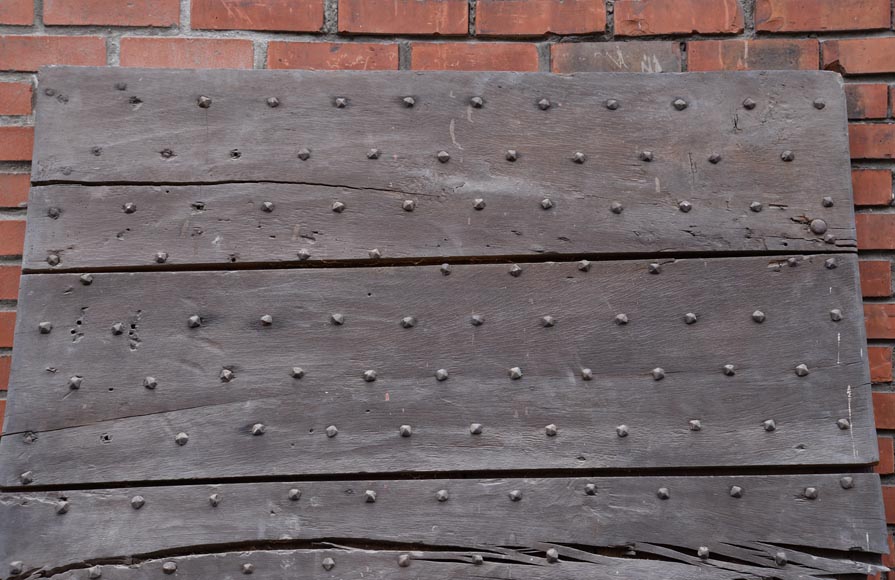 Rare antique door in oak wood with nails, 18th century-1