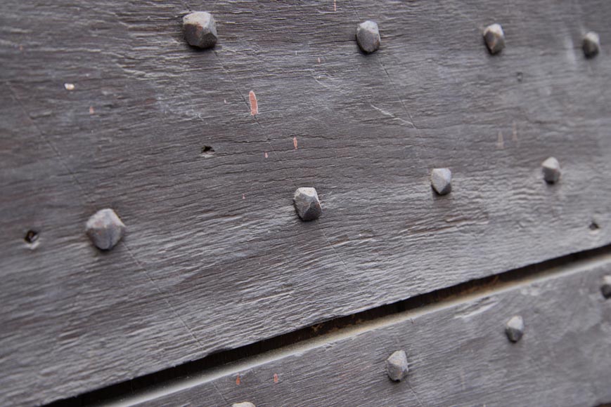 Rare antique door in oak wood with nails, 18th century-6