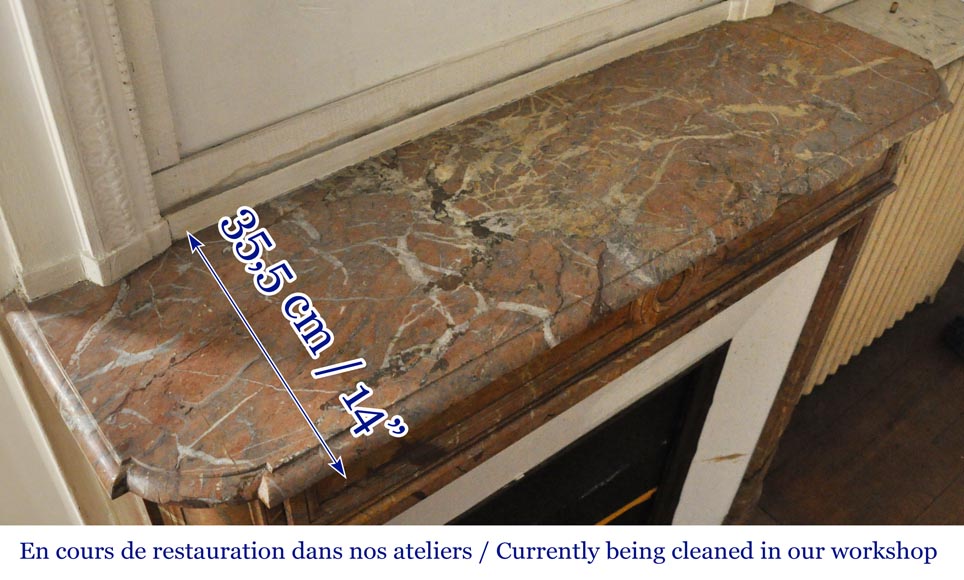Louis XVI style fireplace in Sarrancolin marble with rounded corners Louis XVI style fireplace in Sarrancolin marble with rounded corners-9