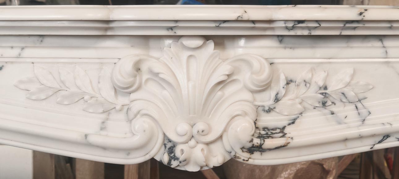 Louis XV style fireplace in Paonazzo marble decorated with a foliate shell-1