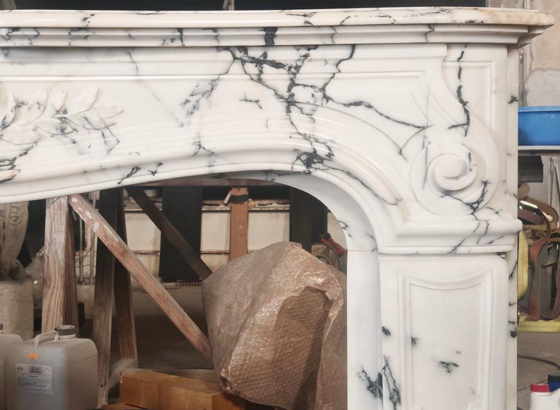 Louis XV style fireplace in Paonazzo marble decorated with a foliate shell-9